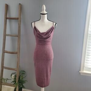 Windsor Pink Gorgeous Vibes Glitter Knit Midi Bodycon Dress Size M